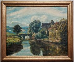 PAUL FÖRTSCH – Idyllische Flusslandschaft, Öl / Leinwand