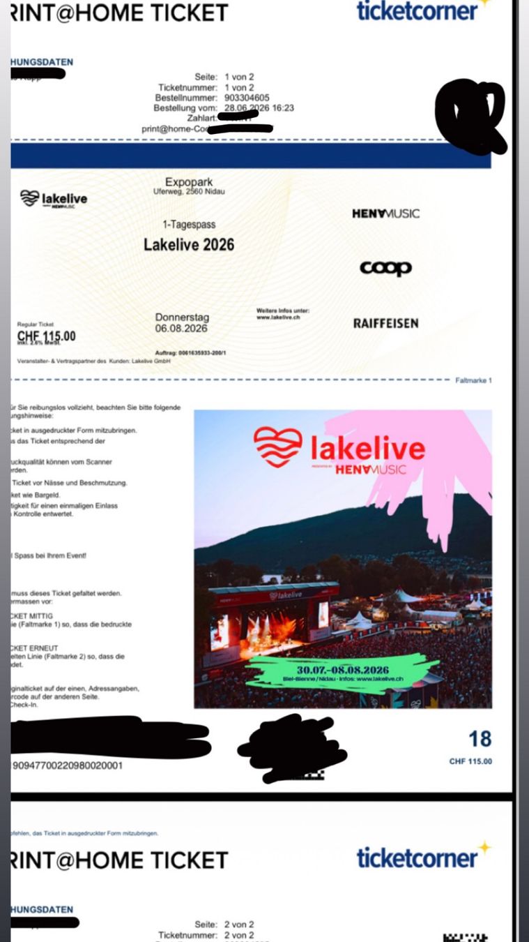 Biglietti: Lake Live 2x 1 Tagespass Do 6.8 / Lenny Kravitz – Nuovo (secondo la descrizione) da Adliswil venduto da prj._