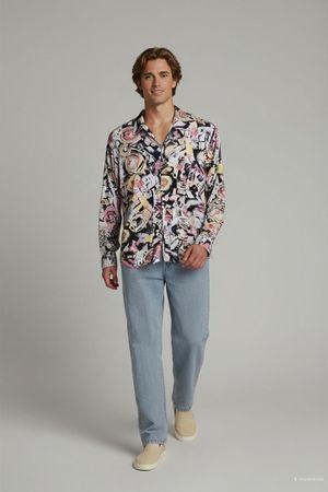 Vintage Abstrakt bedrucktes Button-Down-Hemd - Größe 41/42