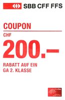 (–31. August) GA 2. Klasse Gutschein 200 Fr. Rabatt