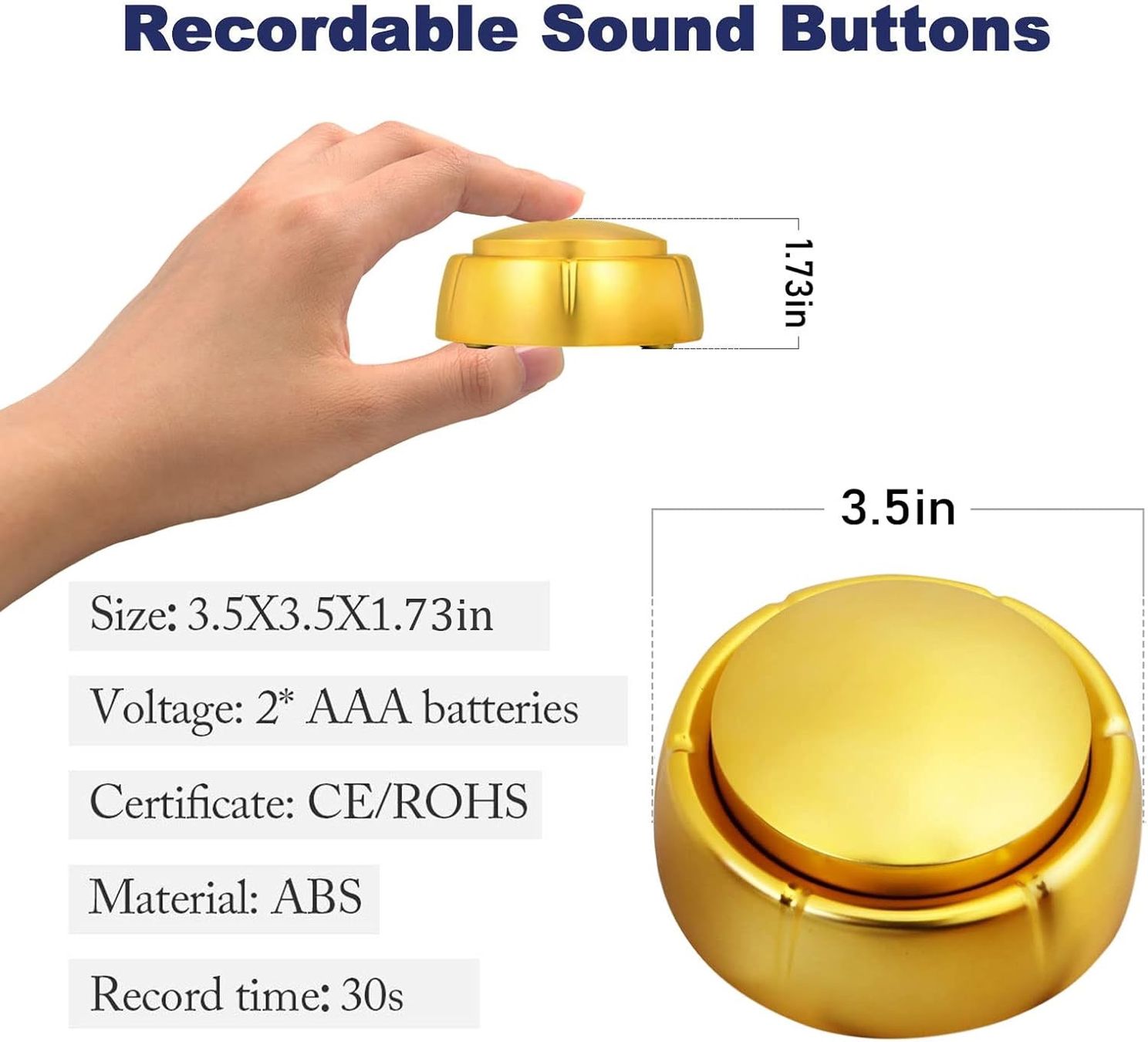 Giocattoli: Gold Recordable Button (4 Stk.) – Nuovo (secondo la descrizione) da Dietikon venduto da The-Star-Shop 1