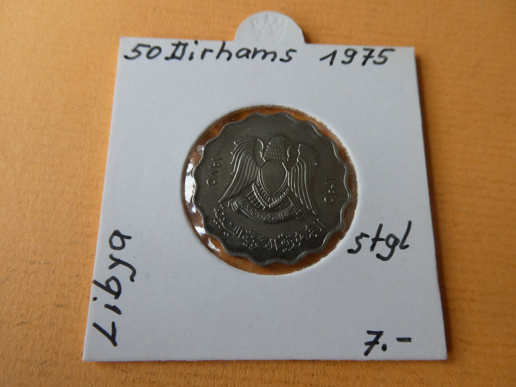 Tutti le monete: Libyen 1975, 50 Dirhams    stgl – Usato da Hinterforst venduto da Rohusri
