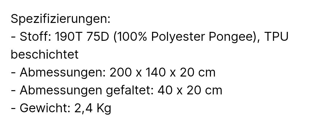 Materassi: Luftbett Outwell 140x200 – Usato da Uster venduto da JJ84 2