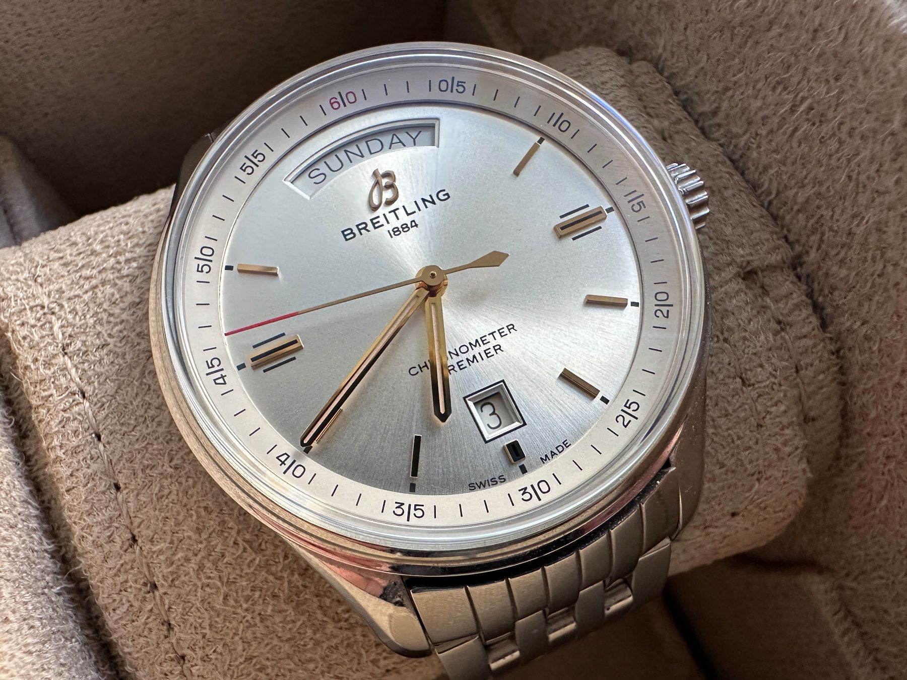 Breitling Orologi: Breitling Premier Automatic Day Date 40 A45340 Full-Set – Usato da Matten b. Interlaken venduto da cour13 1