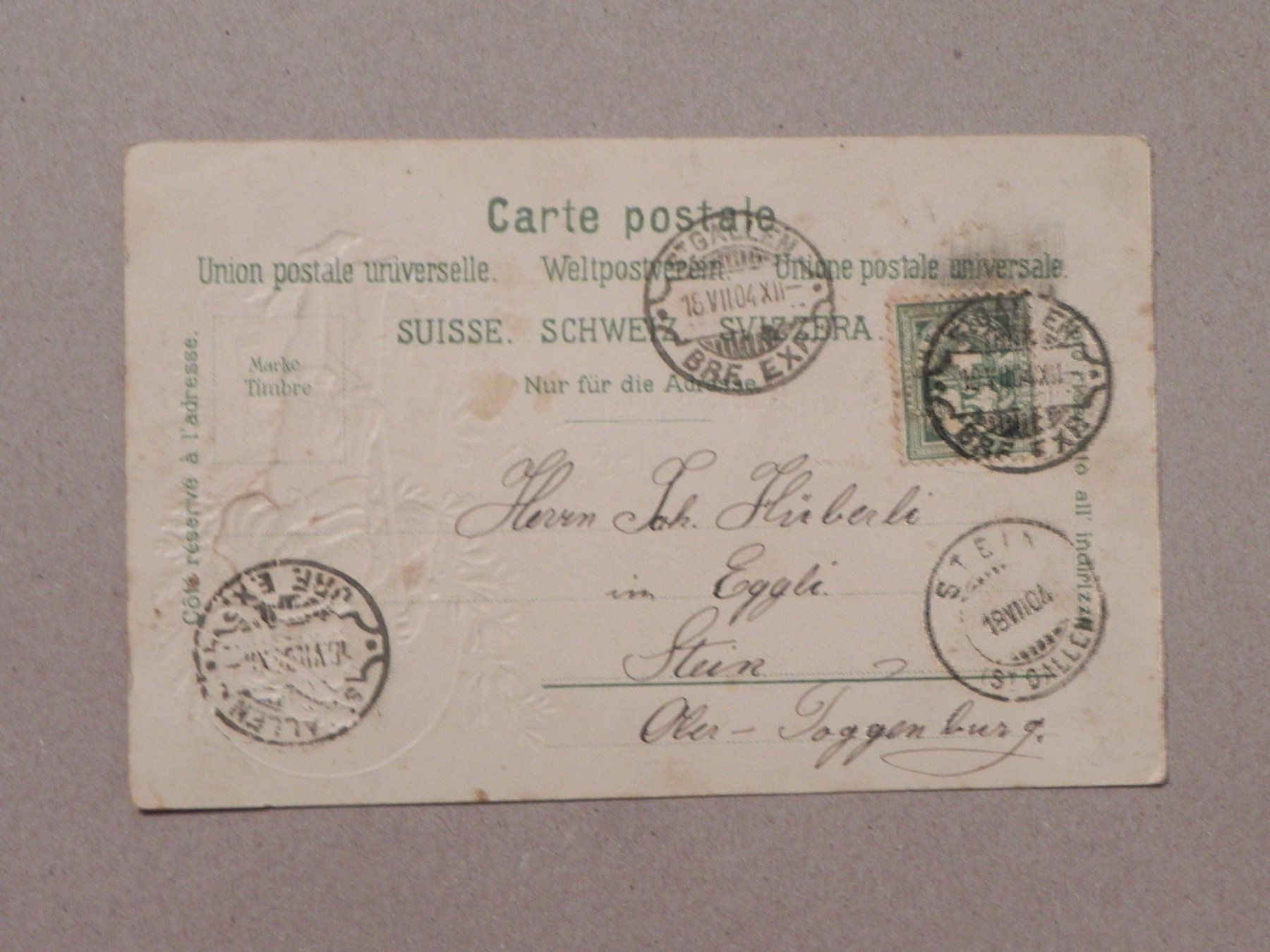 Cartoline postali: Karte St.Gallen Eidg. Schützenfest 1904 – Usato da Siebnen venduto da krimsie 1