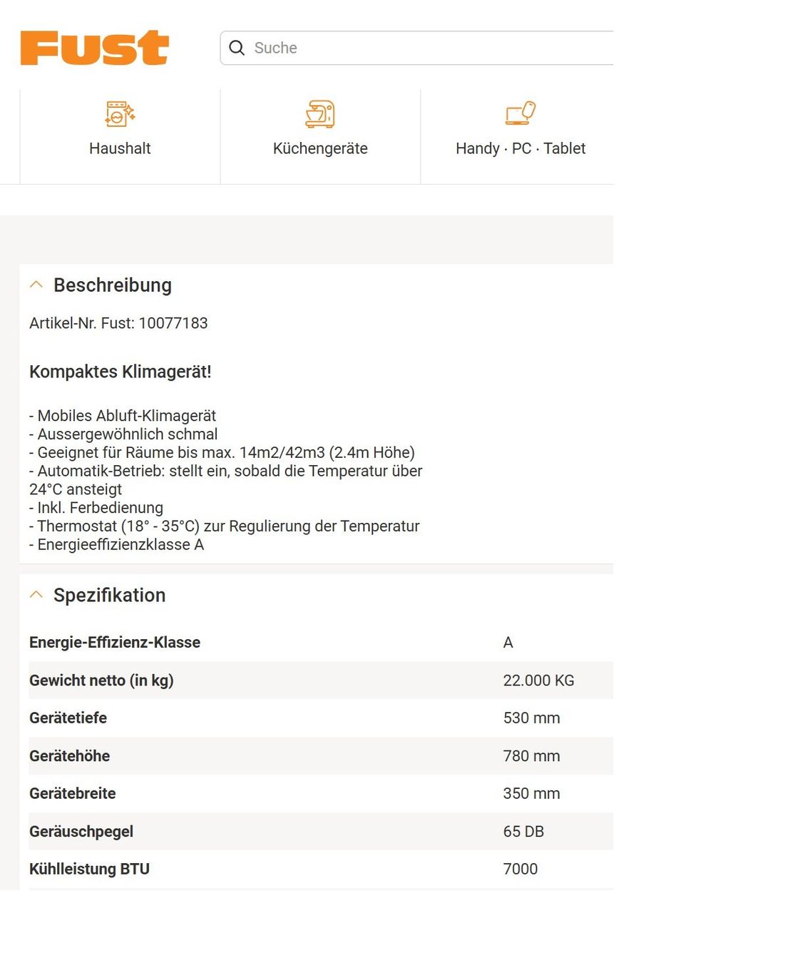 Primotecq Climatiseurs: Fust Primotecq CL 7010 – D'occasion à Bassersdorf par Suissedy 3