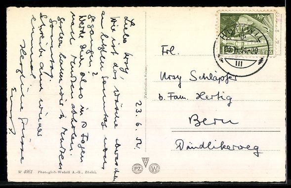 Cartoline postali: AK Huttwil, Ortsansicht mit Feldern – Usato da Berlin venduto da bartko-reher 1