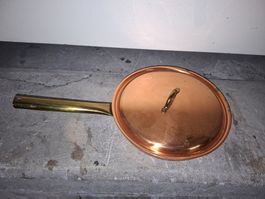 Kupferpfanne mit Deckel Messinggrif toop Zustand