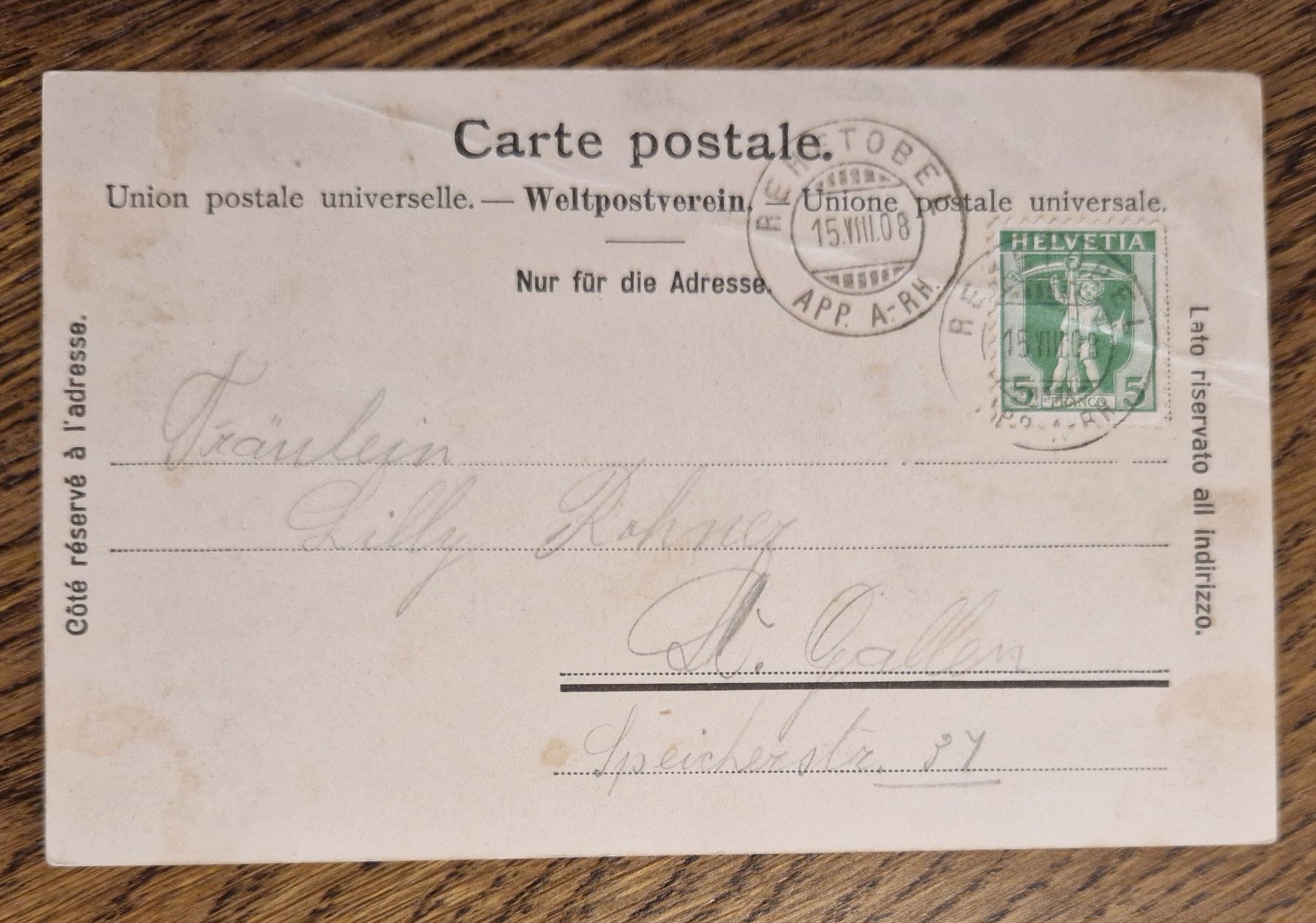 Ansichtskarten: Gruss aus Rehetobel 1908 – Gebraucht aus Ebikon von Donar50 2