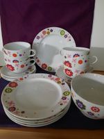Fröhliches  Kaffeegeschirr mit bunten Blumen ! 19-teilig