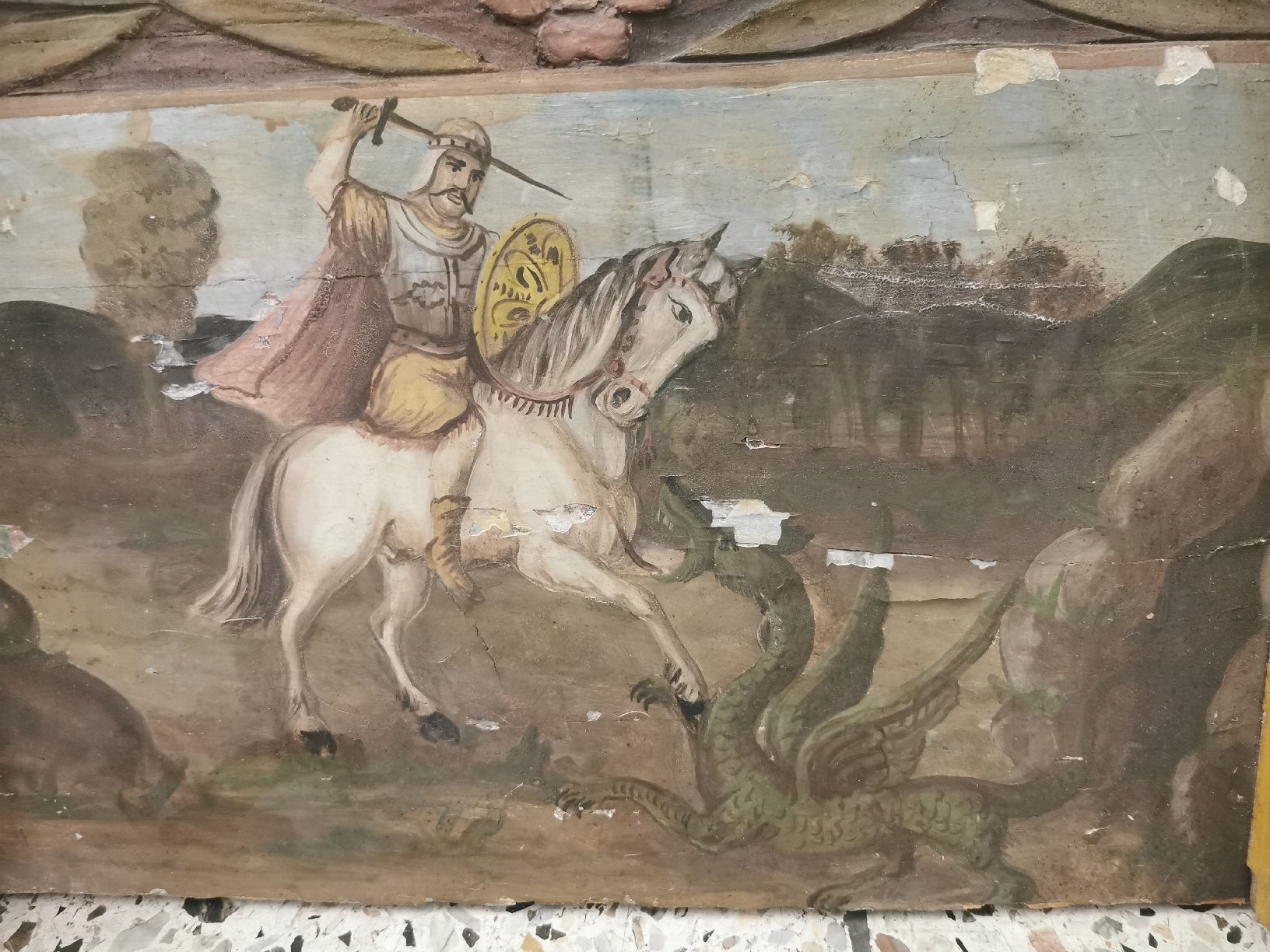 Poster & Bilder: Antikes Bild Ritter Drachentöter auf Holz gemahlt – Gebraucht aus Mellingen von fra_g7y8 3