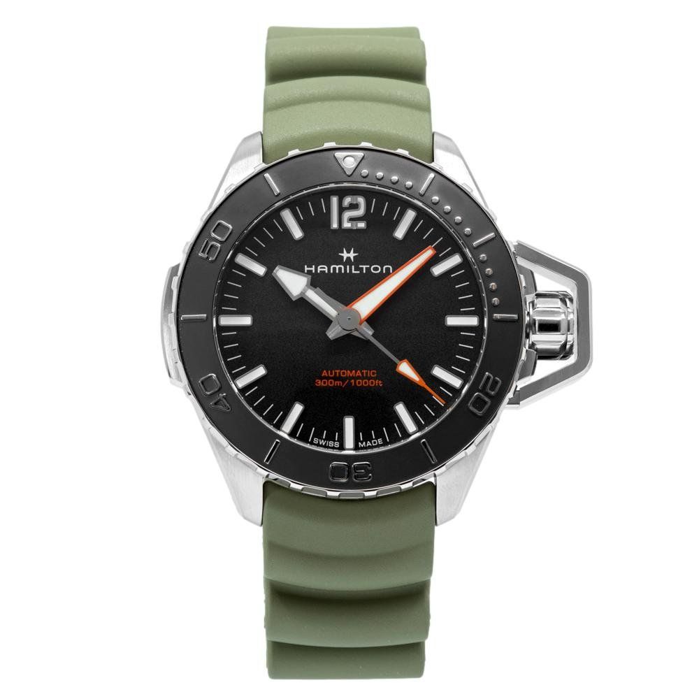Hamilton Orologi: Hamilton Men's H77825331 Khaki Navy Frogman Auto – Nuovo e nell'imballaggio originale da Schindellegi venduto da harveystore 1