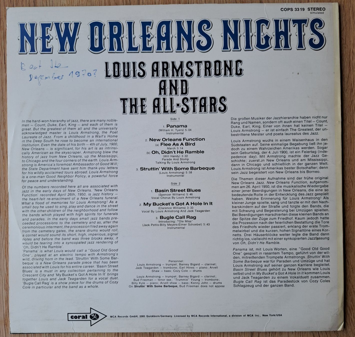 Dischi in vinile: Louis Armstrong - New Orleans Nights – Usato da Meggen venduto da Ricardokoch 1