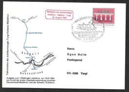 Eisenbahn Sonderbrief Jubiläumszug Waldshut-Turgi 18.8.1984