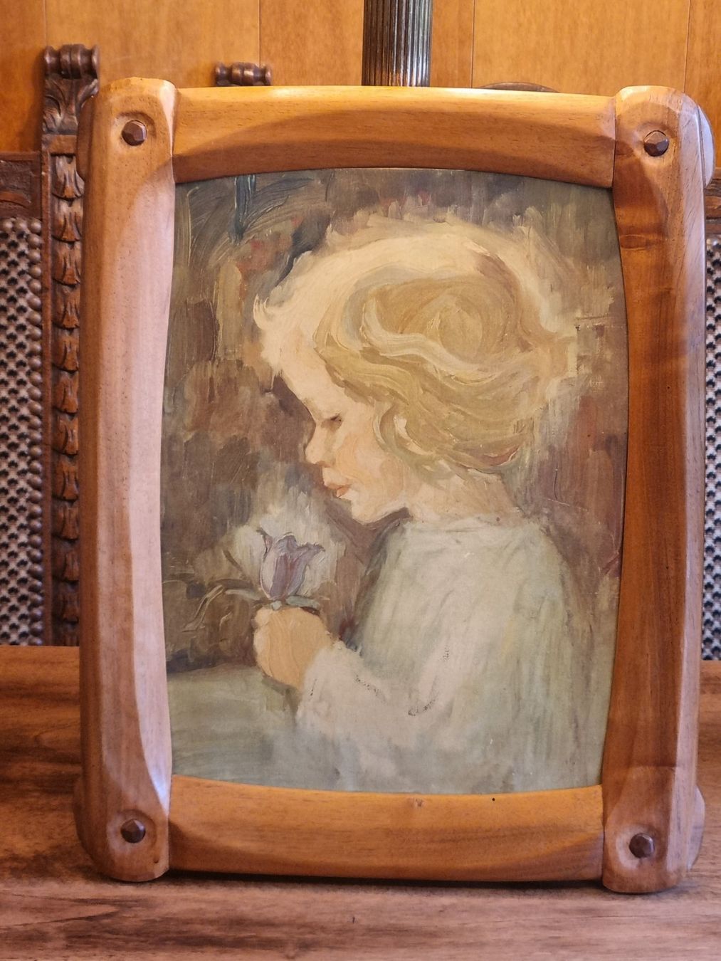 Poster & Bilder: Antiker Jugendstil Kunstdruck Mädchen mit Blume – Gebraucht aus Scharnachtal von devin03