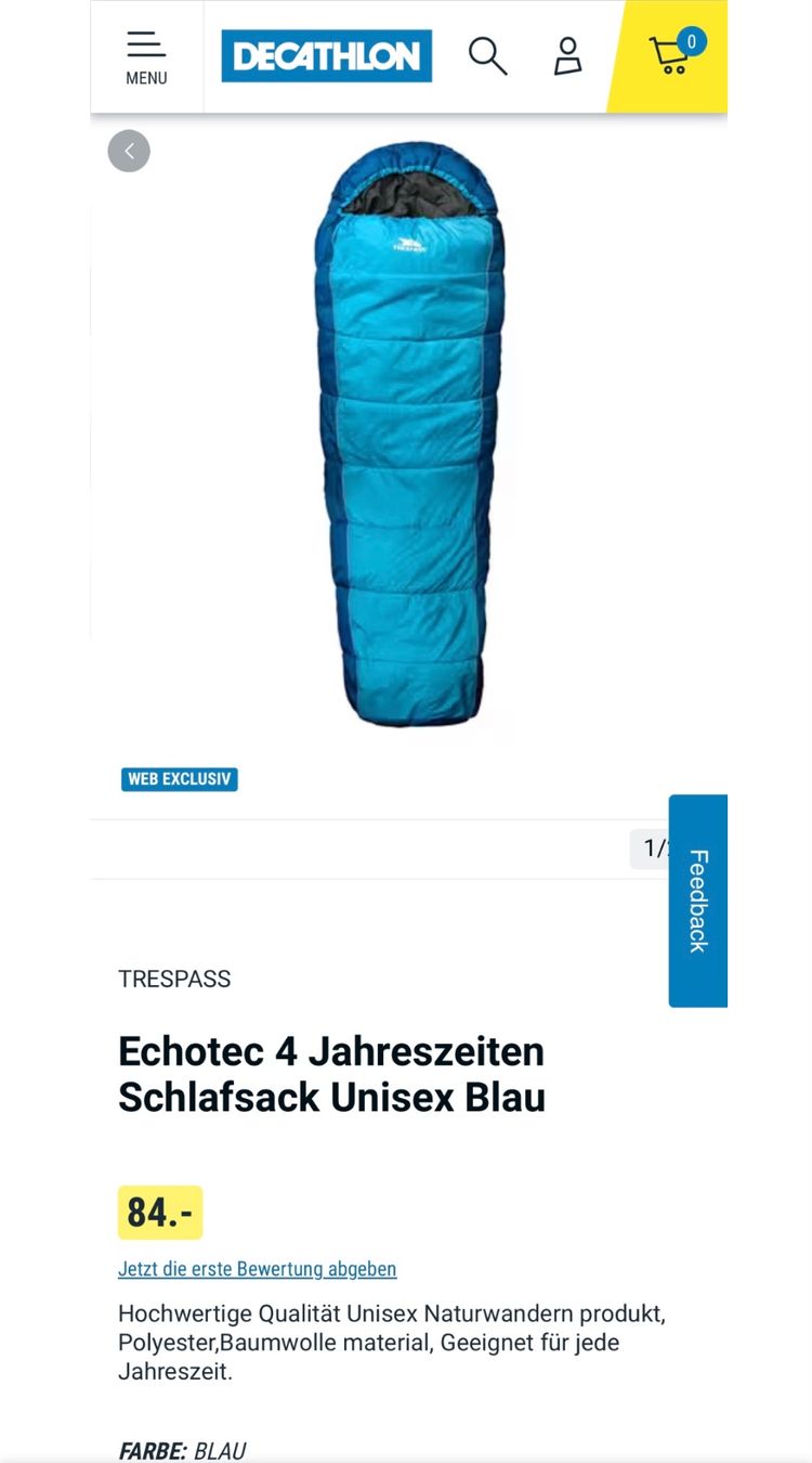 Sacchi a pelo: Echotec 4 Season Schlafsack Neu – Nuovo e nell'imballaggio originale da Wettingen venduto da Nadinne 2