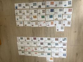 FDC Schweiz Viererblöcke: 29 Stück von 1998, 29 von 1999