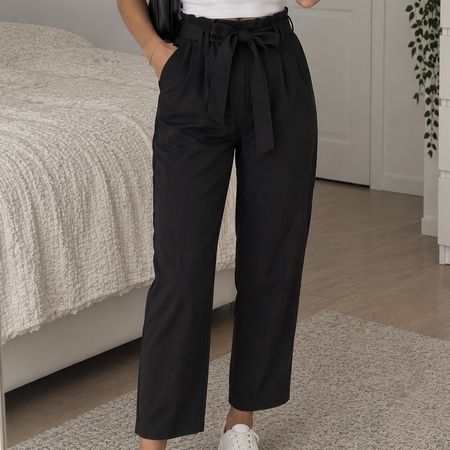 H&M Stoffhose (S) schwarz mit Bindegürtel gebraucht