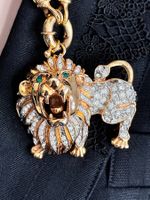 Vergoldeter Vintage Modeschmuck / Kette mit Löwen-Anhänger