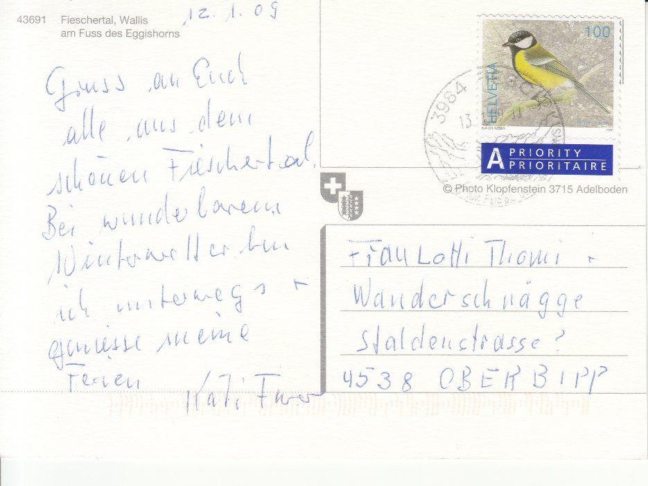 Cartoline postali: Fieschertal 2009 – Usato da Bürglen TG venduto da StampGraf 1