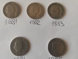 Monnaies Suisse  5 fois de 10 cents date différents