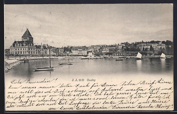 Cartes postales: AK Ouchy, Panorama mit Booten, 1907 – D'occasion à Berlin par bartko-reher