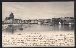AK Ouchy, Panorama mit Booten, 1907
