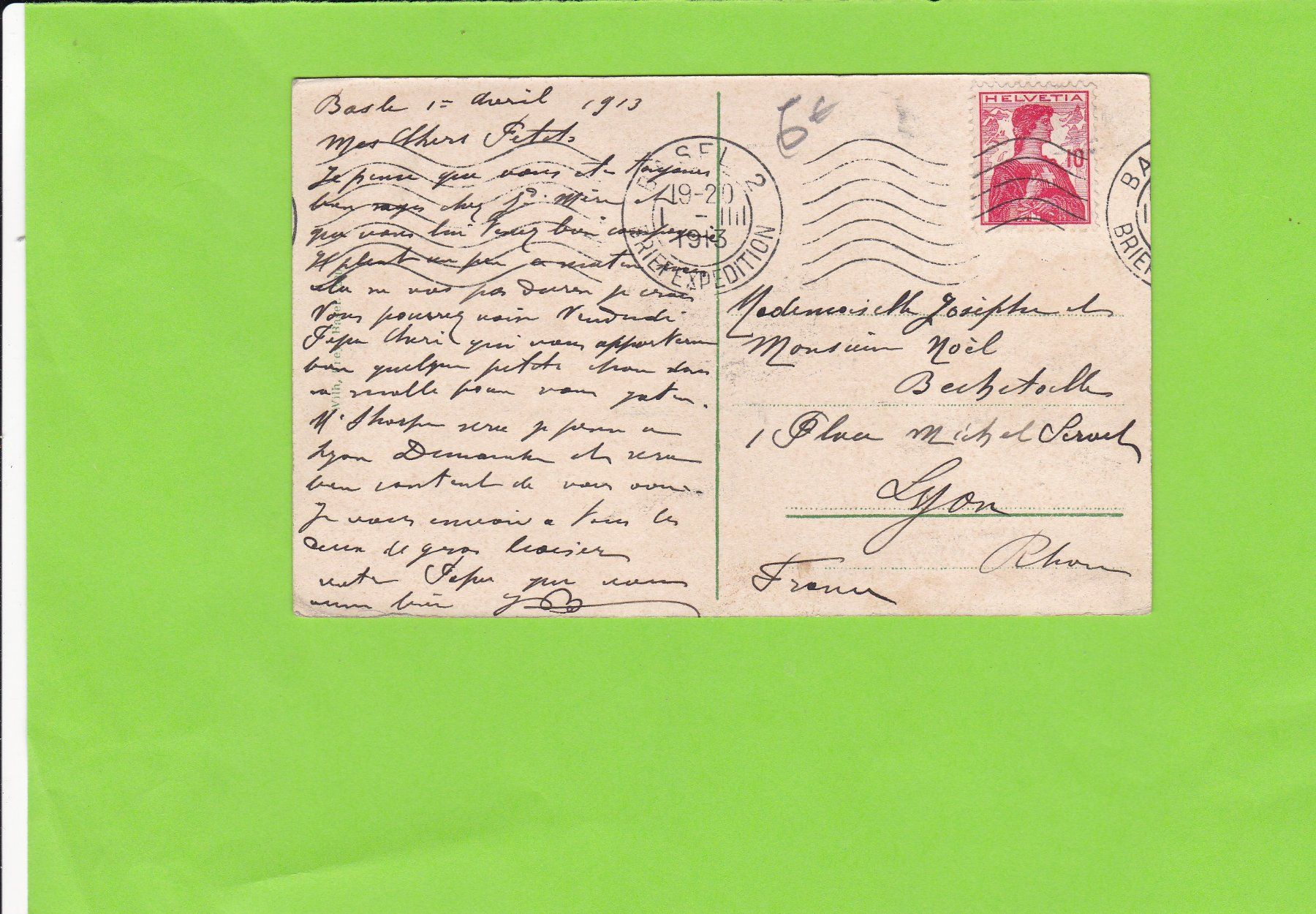 Cartoline postali: Basel-Totalansicht--1913 – Usato da St. Peterzell venduto da neckertal 1