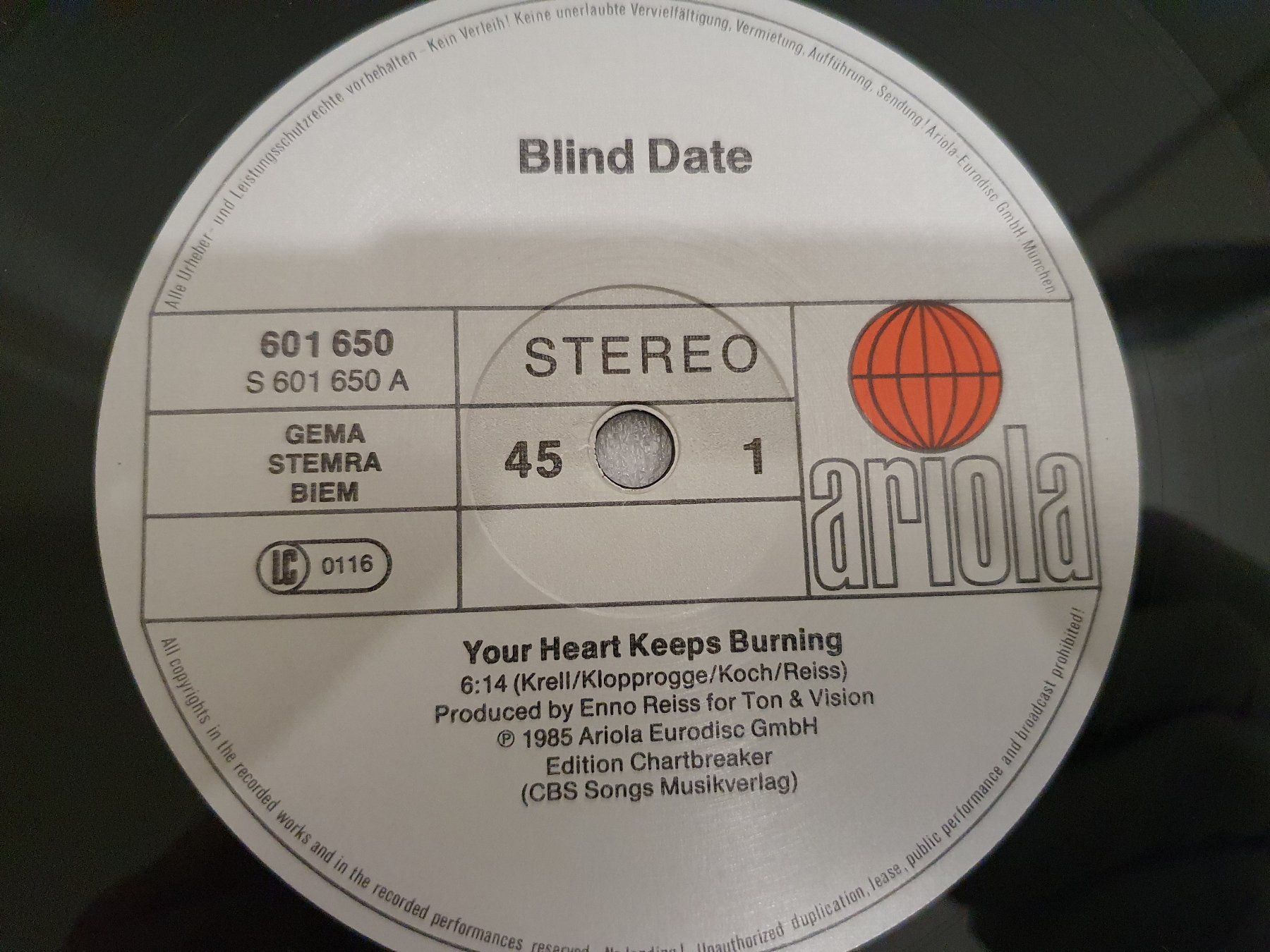 Dischi in vinile: Blind Date – Your Heart Keeps Burning – Usato da Uster venduto da Vinyl-Leidenschaft 3