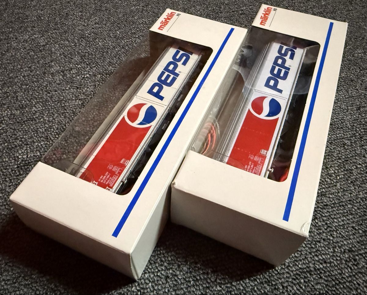 Märklin Modellini di ferrovie: Märklin Pepsi Güterwagen H0 – Usato da Bauma venduto da Shotgunmann 2