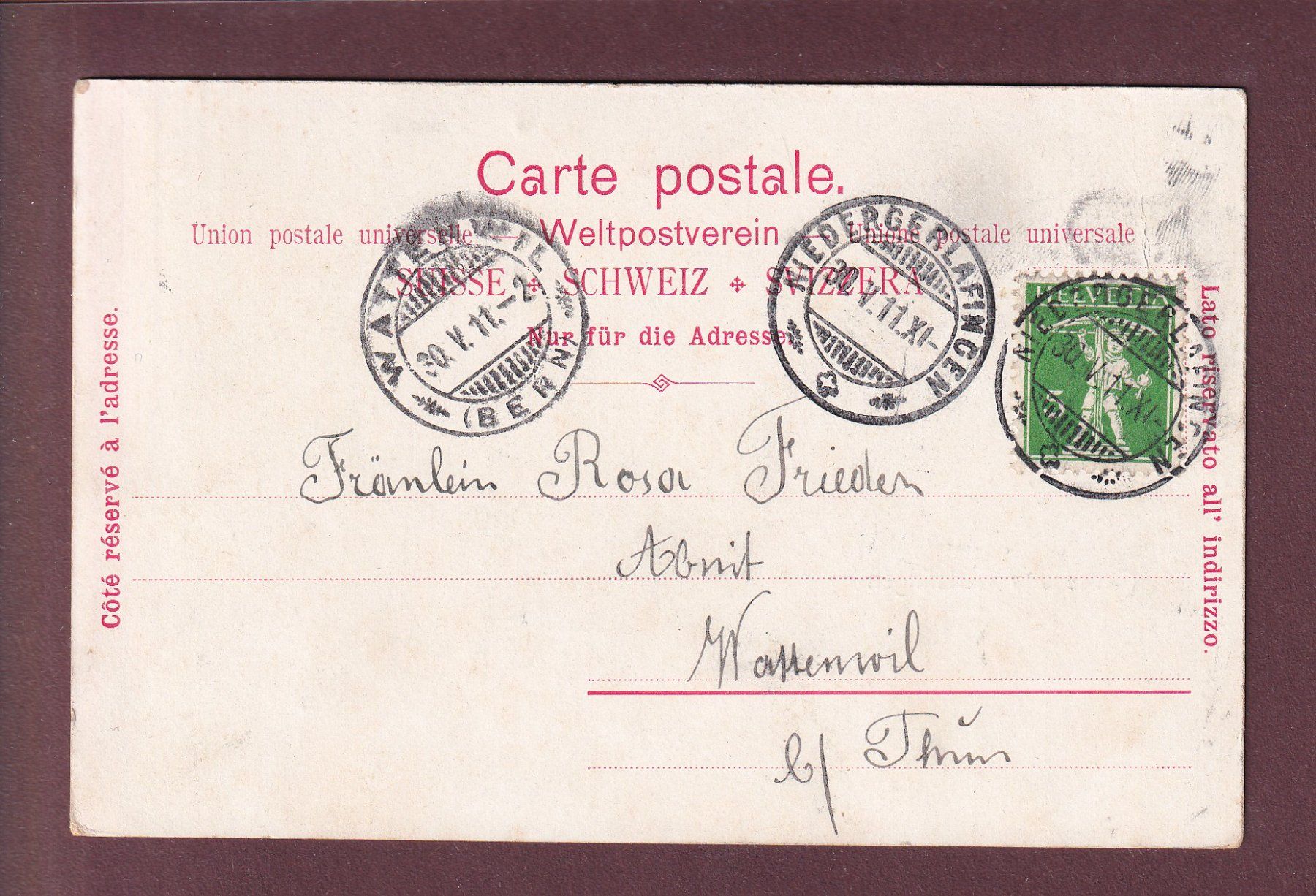 Cartes postales: Gruss aus GERLAFINGEN - Werkshotel - 1911 – D'occasion à Pully par nicecards 1