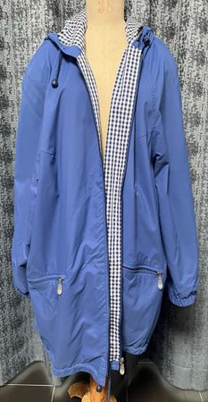 Leichte Windjacke Damen Grösse 48 blau kariertes Innenfutter