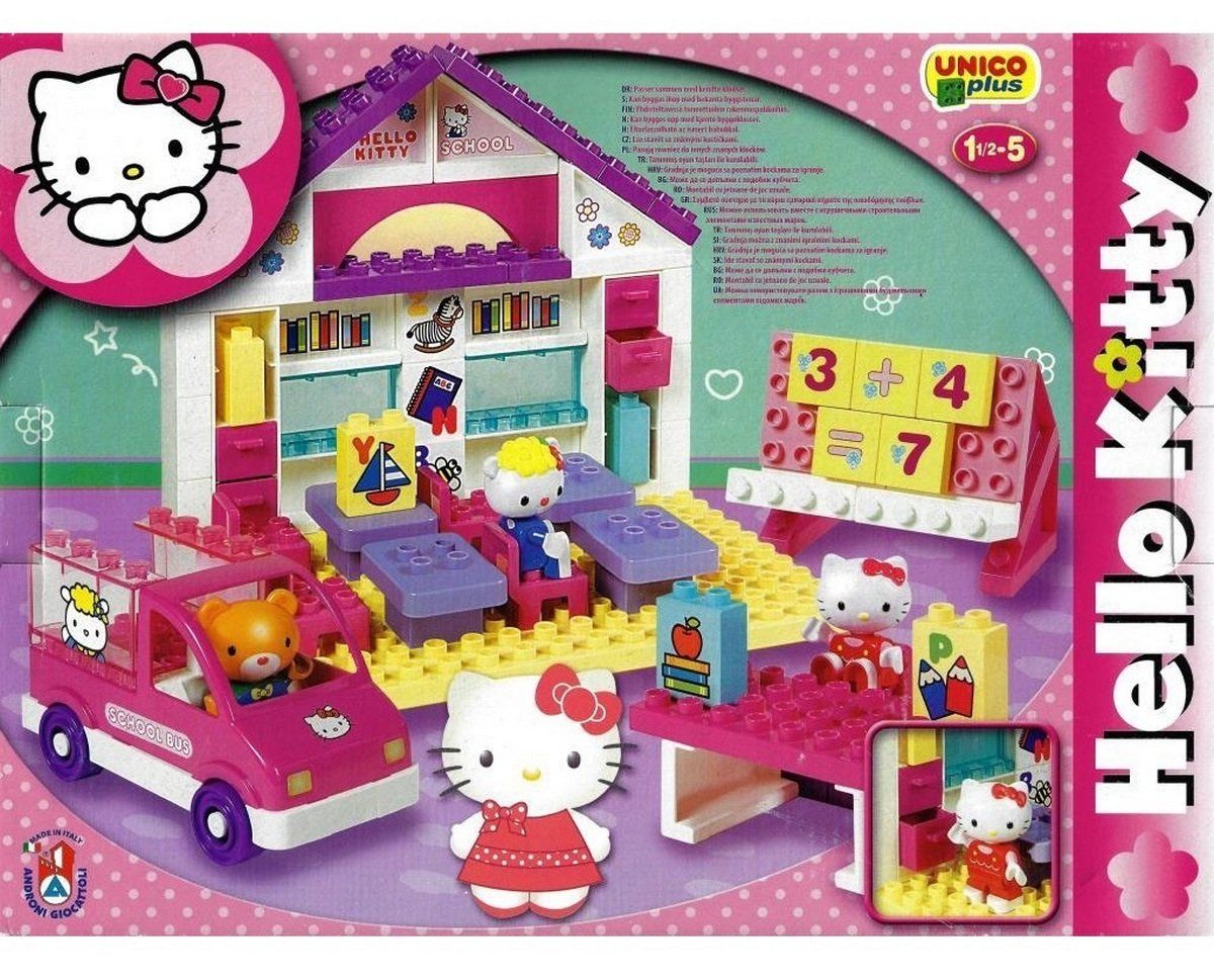 Hello Kitty Kit di costruzioni: Unico Plus Hello Kitty's Schule mit Schulbus; neuwertig – Usato da Sirnach venduto da sagrotin