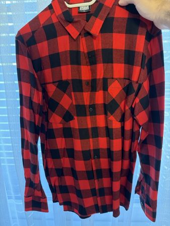 Herren Hemd Urban Classics kariert rot schwarz Grösse M