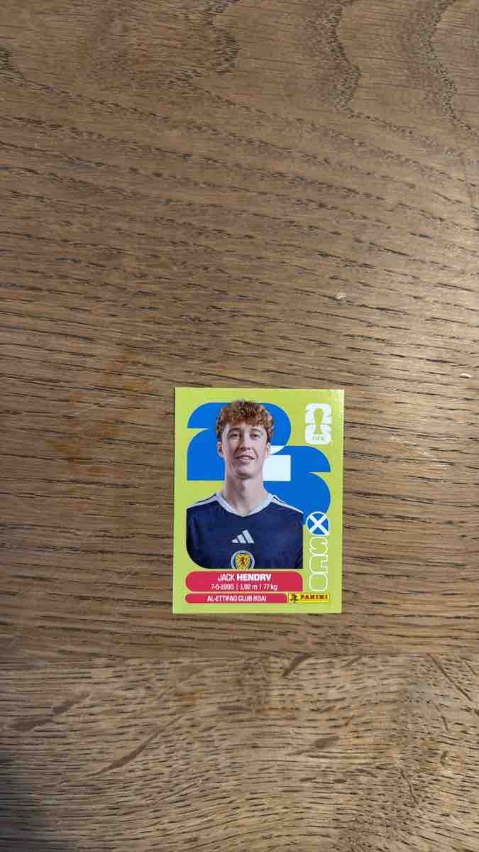 Panini Carte collezionabili: Panini Sticker Jack Hendry 2023 gebraucht – Usato da Jenaz venduto da herr-fino