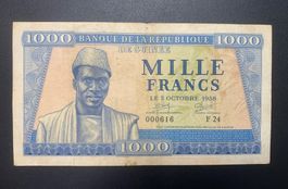 Banknote Guinea, 1000 Francs, P-9, sehr selten!