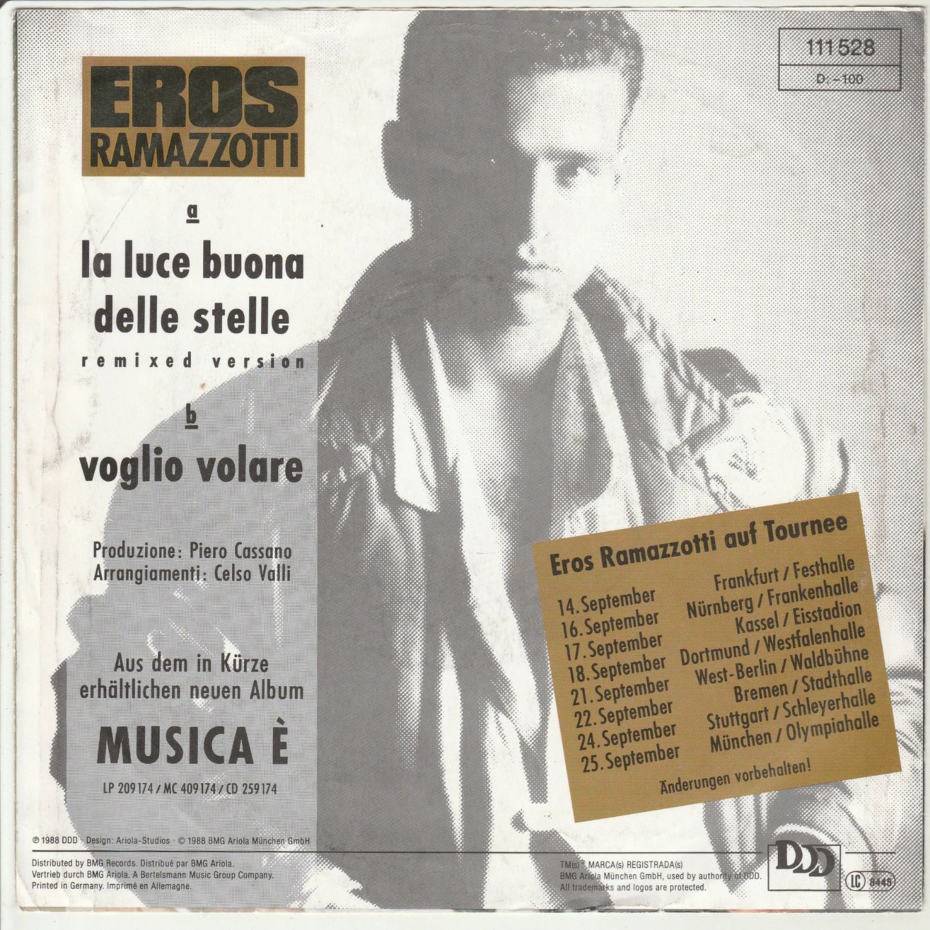 Dischi in vinile: Eros Ramazzotti feat. Patsy Kensit - La luce 7" Vinyl 1987 – Usato da Tübach venduto da JamesStone 1