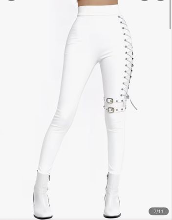 Neu! Weisse Leggings mit Schnürung, Grösse M