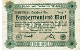 Aachen 100000 Mark Serie B 20.07.1923 SS++-VZ