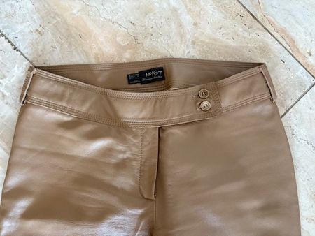 butterweiche Echtlederhose in Camel - Grösse XS