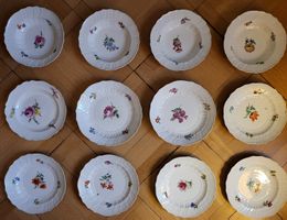 12 Meissen Teller, 1774 bis 1814, Marcolini, Neubrandenstein