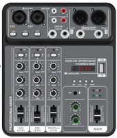 Audio Mischpult 4 Kanäle 48V Phantom USB Bluetooth DJ Mixer