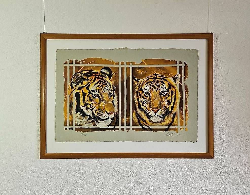 Arts picturaux & lithographies: Rolf Knie "Zwei Tiger gelb-ocker" Serigraphie, handsigniert – D'occasion à Kriens par Chilimaus0