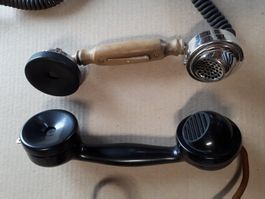 2 Antike Telefonhörer Bakelit / Metall