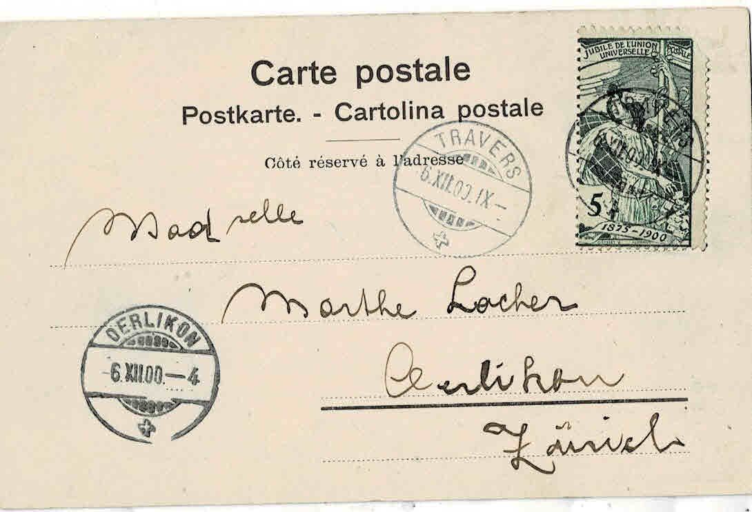 Cartes postales: Travers 1900 mit Upu Marke 1900 – D'occasion à Sulz AG par Oberdanne8 1