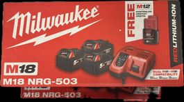 Milwaukee M18 NRG-503 Akku-Set mit Ladegeraet