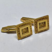 Manschettenknöpfe Vintage Gold Quadratisch Texturiert #C8