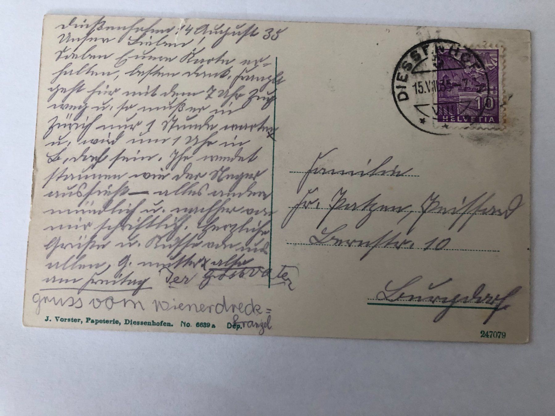 Ansichtskarten: Diessenhofen 1935  - mit Schiff "Schweiz" – Gebraucht aus Pfäffikon ZH von Waltoversand 1