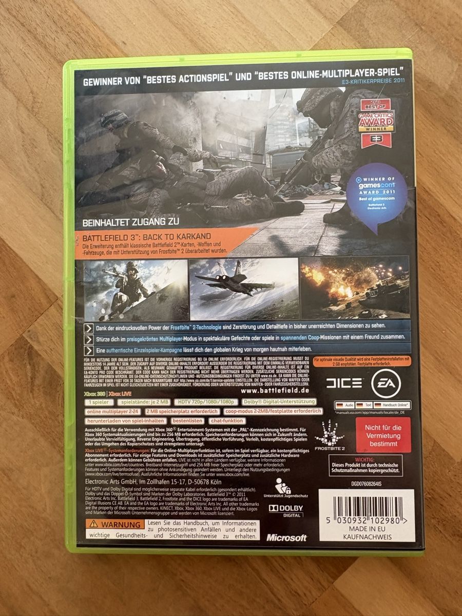 Giochi: Xbox360 Battelfield 3 - limited edition – Usato da Zürich venduto da chemostat 1