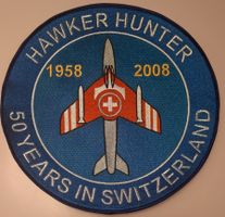 Hawker Hunter Stoffabzeichen, 50 Years in Switzerland. 20cm